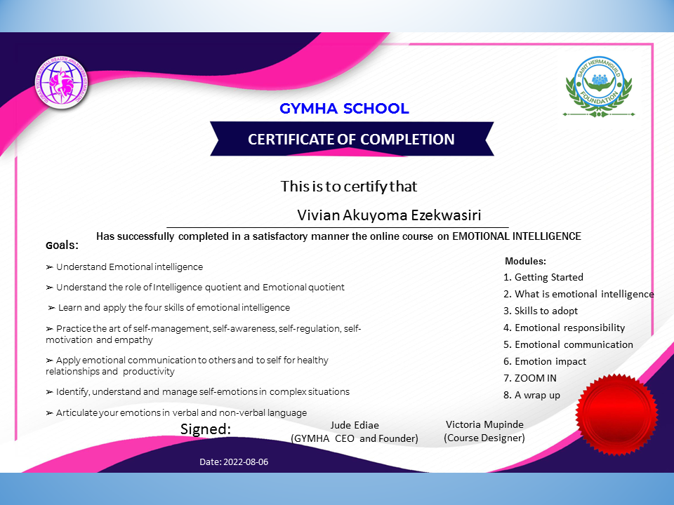 EI certificate -Vivian Akuyoma Ezekwasiri